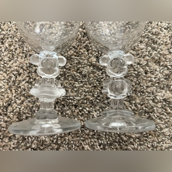 Walt Disney Company Mickey & Minnie Clear Stem Wine Glasses Set of 2 - Picture 2 of 4